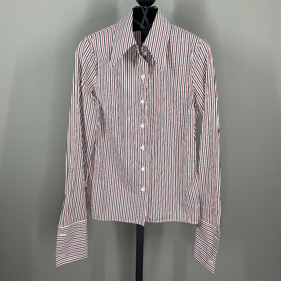 Michael Kors Collection Shirt Womens 2 black red button up designer classic - Picture 1 of 10